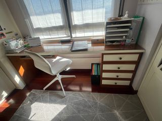 Escritorio madera y cristal