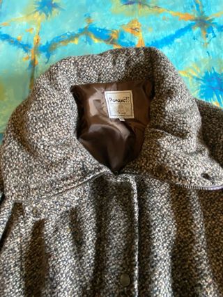 Abrigo lana jaspeado cuello alto talla 48