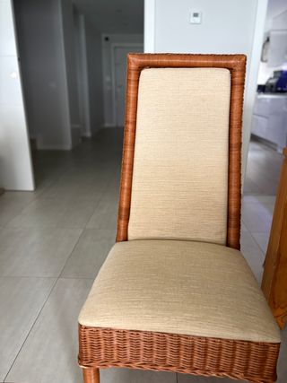 6 Sillas Comedor Tela y Mimbre