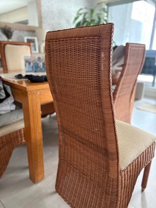 6 Sillas Comedor Tela y Mimbre