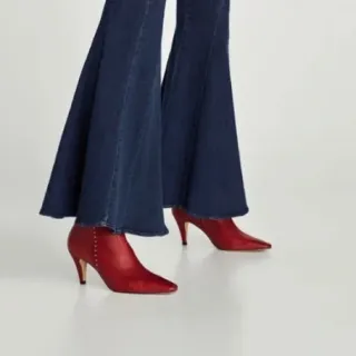 Botines tacón mujer Zara rojos piel nº35 Nuevos