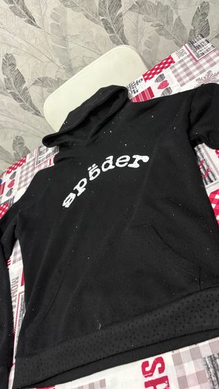 Sudadera Sp5der Negra Brillantitos Talla Única