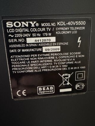 TV Sony Bravia 40 Negra