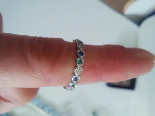 Anillo Corazones con Piedras Multicolor