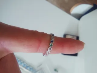 Anillo Corazones con Piedras Multicolor