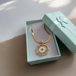 Collar Ojo Turco Dorado con Circonitas