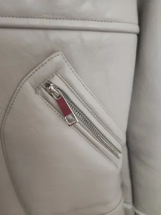 Chaqueta Biker Zara Beige Talla S