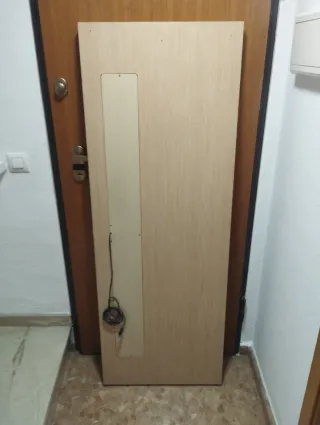 Espejo grande de madera de roble con luz