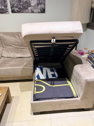 Sofá 3 plazas con chaiselongue gris topo