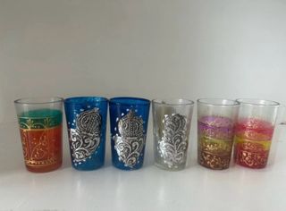 6 Vasos de té Marroquíes Multicolor