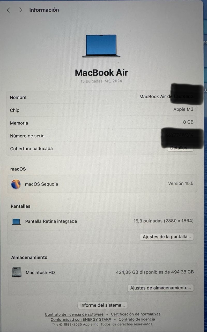 MacBook Air 15” M3 512GB 16GB RAM afbeelding 2