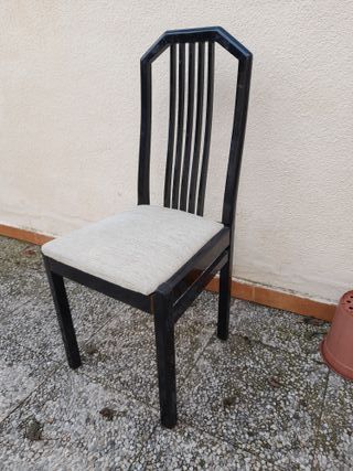 6 Sillas de comedor madera y tela