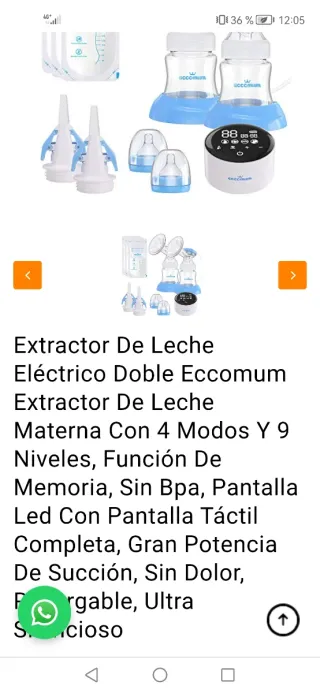 Sacaleches Eléctrico Doble Eccomum. Nuevo.