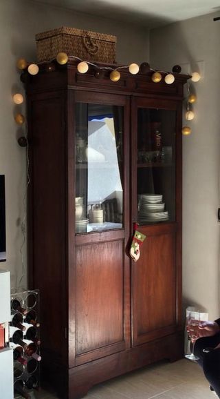 Vitrina vajillero antiguo madera maciza s.XX