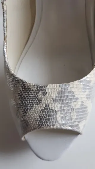 Zapato tacón Menbur Novia Plata/Blanco