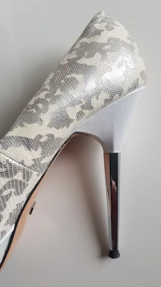 Zapato tacón Menbur Novia Plata/Blanco