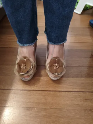 Cuñas Geox Beige/Marrón Flores