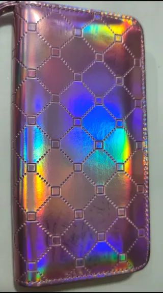 Billetera rosa brillante con correa