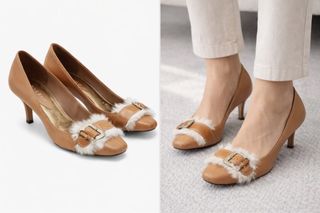 Tacchi Marrone/cammello con dettagli dorati e pelo