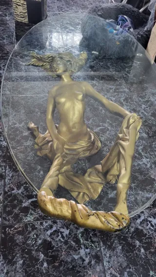 Mesa Centro Cristal Negra y Dorada