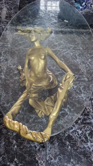 Mesa Centro Cristal Negra y Dorada