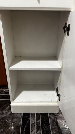 Armario baño mármol y madera