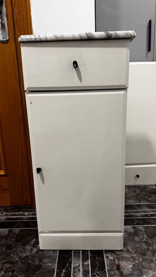 Armario baño mármol y madera