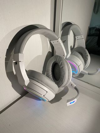 Cascos Gaming Mars Gaming RGB Blanco + Soporte