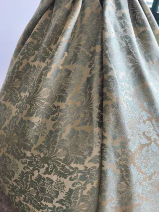 Tela Fallera/Fiesta Brocado Damasco Verde Dorado