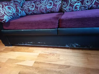 Sofá chaise longue burdeos tela y polipiel