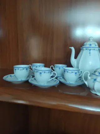 Juego de café porcelana azul y blanco