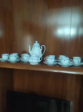 Juego de café porcelana azul y blanco