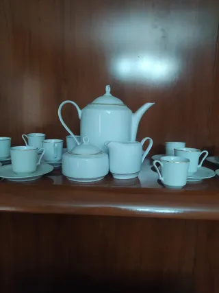 Juego de café porcelana azul y blanco