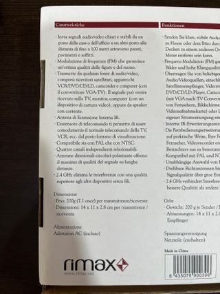 Rimax Video Sender 2.4 GHz Transmisor Inalámbrico