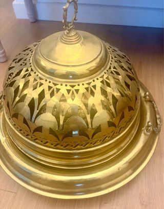 Brasero antiguo latón dorado con bandeja