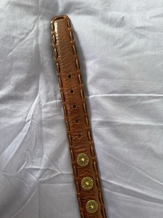 Cinturón de cuero marrón con detalles dorados