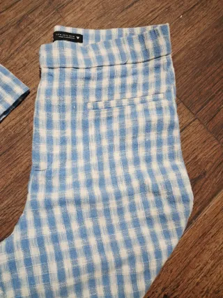 Conjunto Zara vichy azul y blanco