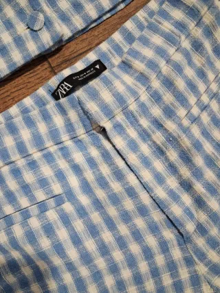 Conjunto Zara vichy azul y blanco