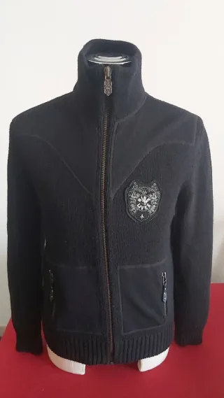 Maglione con zip e patch Nine Lives tg L