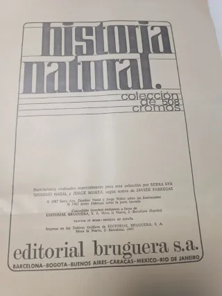 Álbum Historia Natural Cromos 1967 completo.
