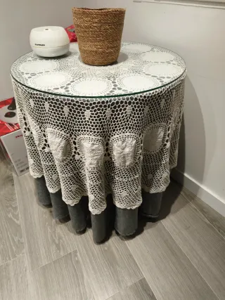 Mesa de camilla con cristal de 70 cm y  brasero