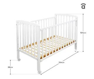 Cuna de madera Haya Blanca Asalvo y colchón