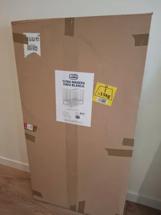 Cuna de madera Haya Blanca Asalvo y colchón