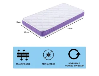 Cuna de madera Haya Blanca Asalvo y colchón