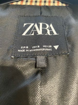 Americana Zara Cuadros Talla S/M