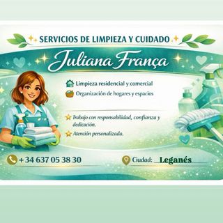 Tengo experiencia en limpieza. Vivo en Leganés.