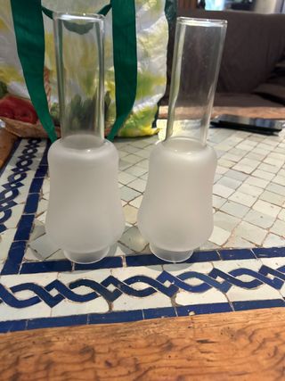 2 Lámparas de cristal para quinqué