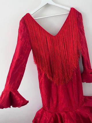 Vestido Flamenco Rojo con Flecos