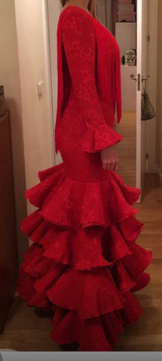 Vestido Flamenco Rojo con Flecos