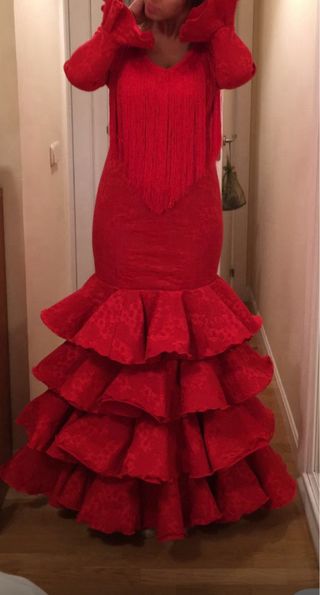 Vestido Flamenco Rojo con Flecos